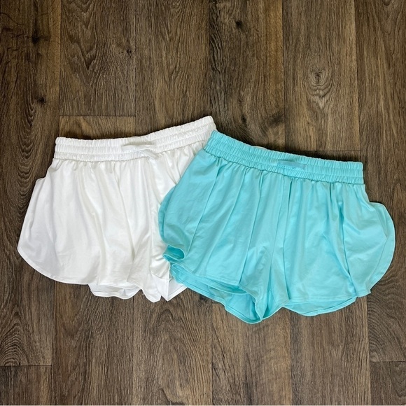 Abercrombie Women Size S Blue White Pullon Running Shorts Casual Set NEW Sporty - Picture 1 of 7